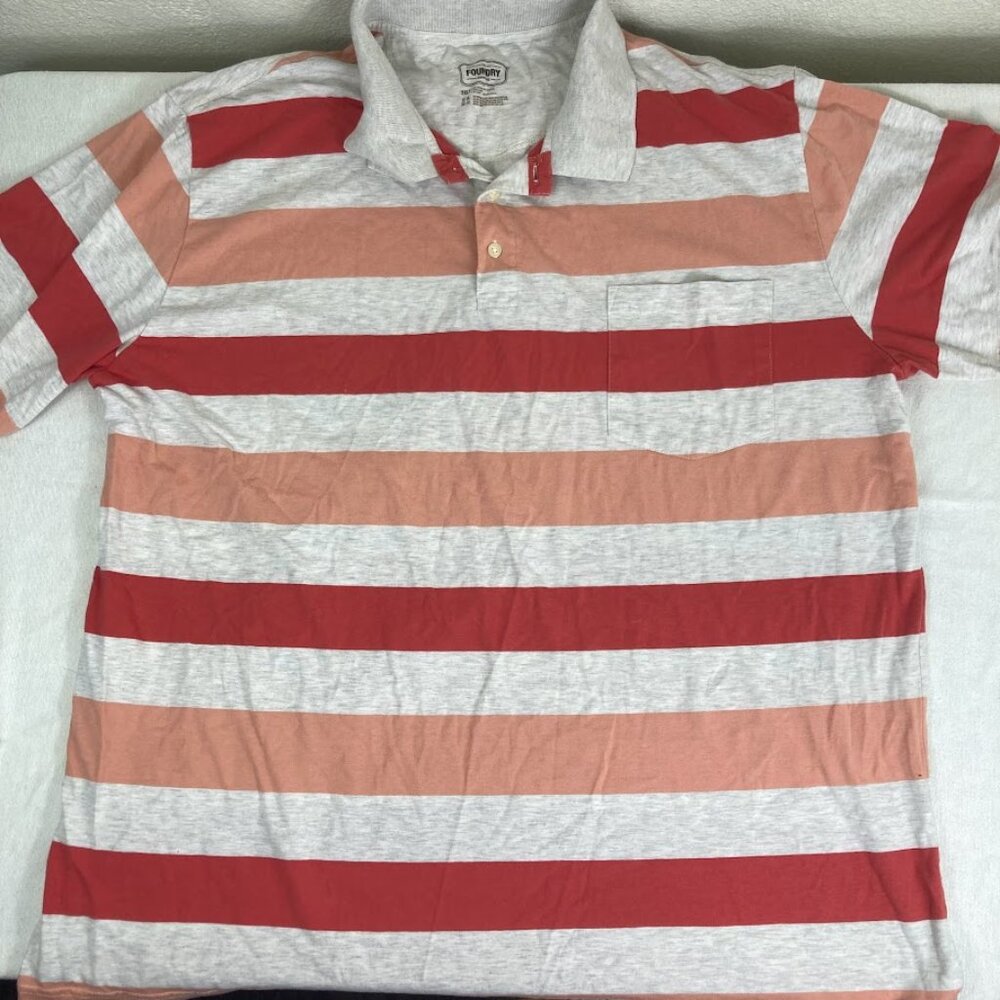 Foundry Supply Co Striped Polo Shirt Men’s 3XLT Big Tall Red Gray